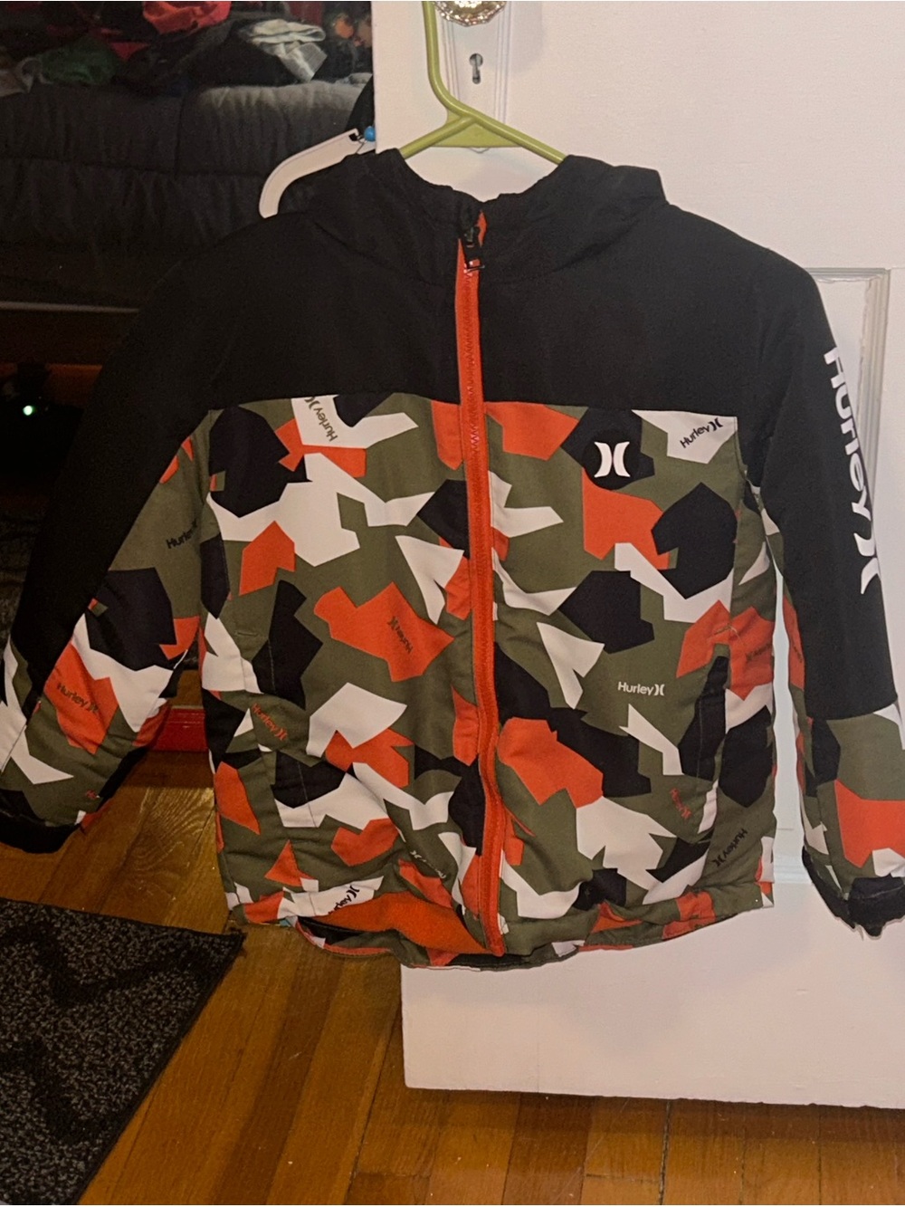 Hurley Kids' Camo Hooded Jacket - Olive, Orange & Black